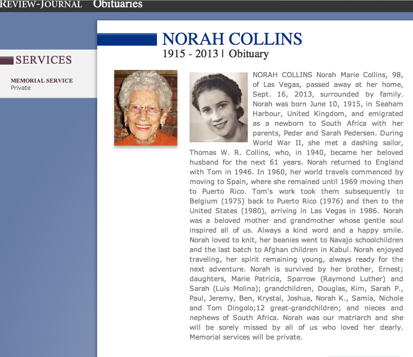 Norah Collins Obit